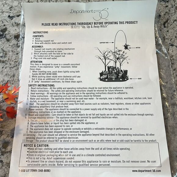 Dept.56 parts for Halloween Up, Up and Away Witch , does not turn - Picture 2 of 9